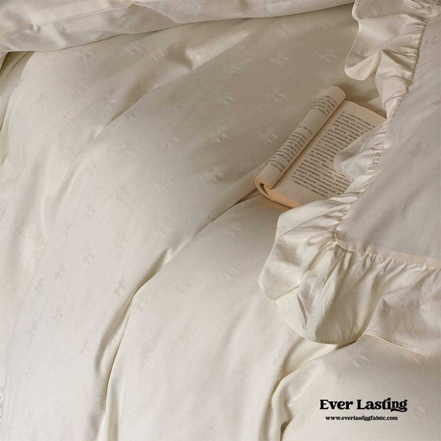 Mimi Ribbon Ruffle White Bedding Set