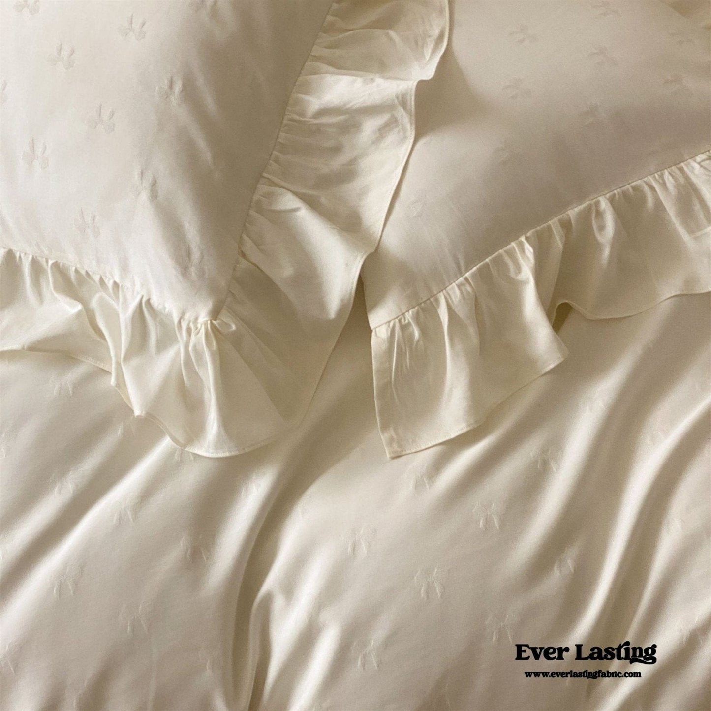 Mimi Ribbon Ruffle White Bedding Set