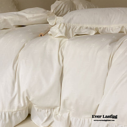 Mimi Ribbon Ruffle White Bedding Set