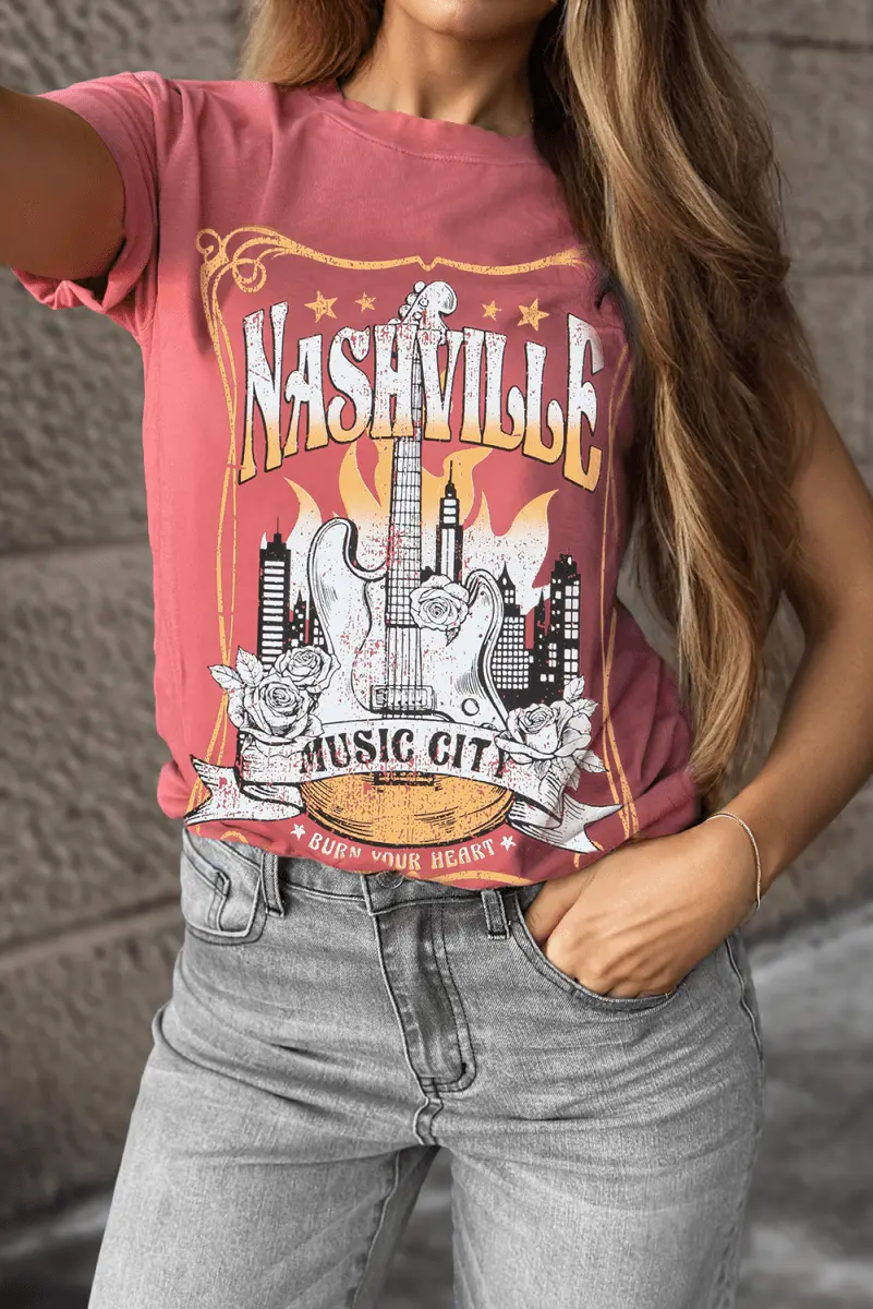 Pants Love Salve Mineral Red Nashville Graphic Tee Unisex Casual Fashion Top