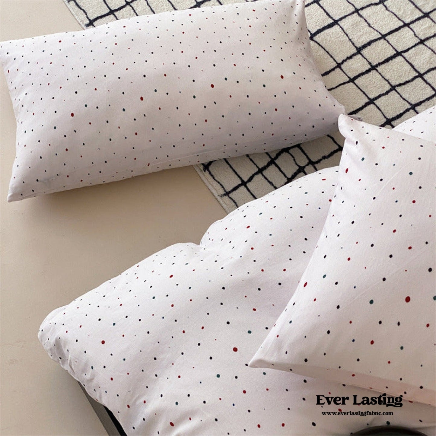 Mini Polka Dot Jersey Knit Bedding Set / Blue + Black