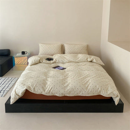 Mini Polka Dot Jersey Knit Bedding Set / Blue + Black