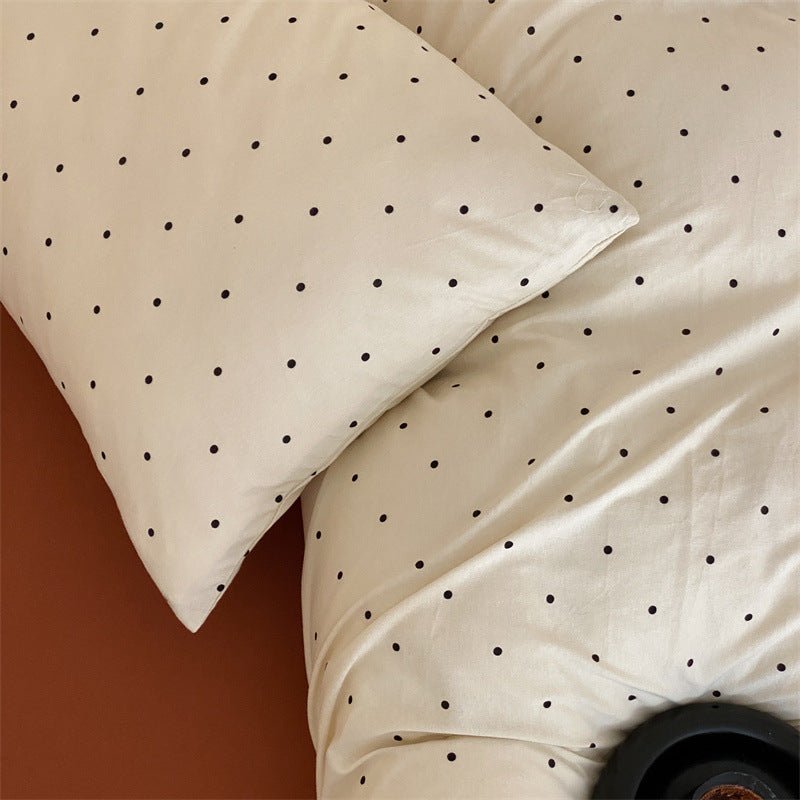 Mini Polka Dot Jersey Knit Bedding Set / Blue + Black