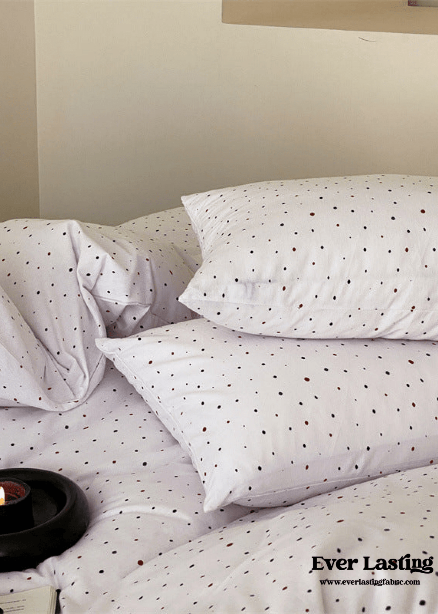 Mini Polka Dot Jersey Knit Bedding Set / White