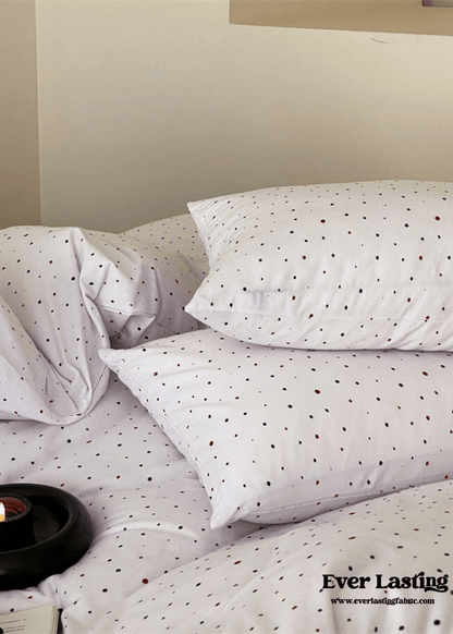 Mini Polka Dot Jersey Knit Bedding Set / White