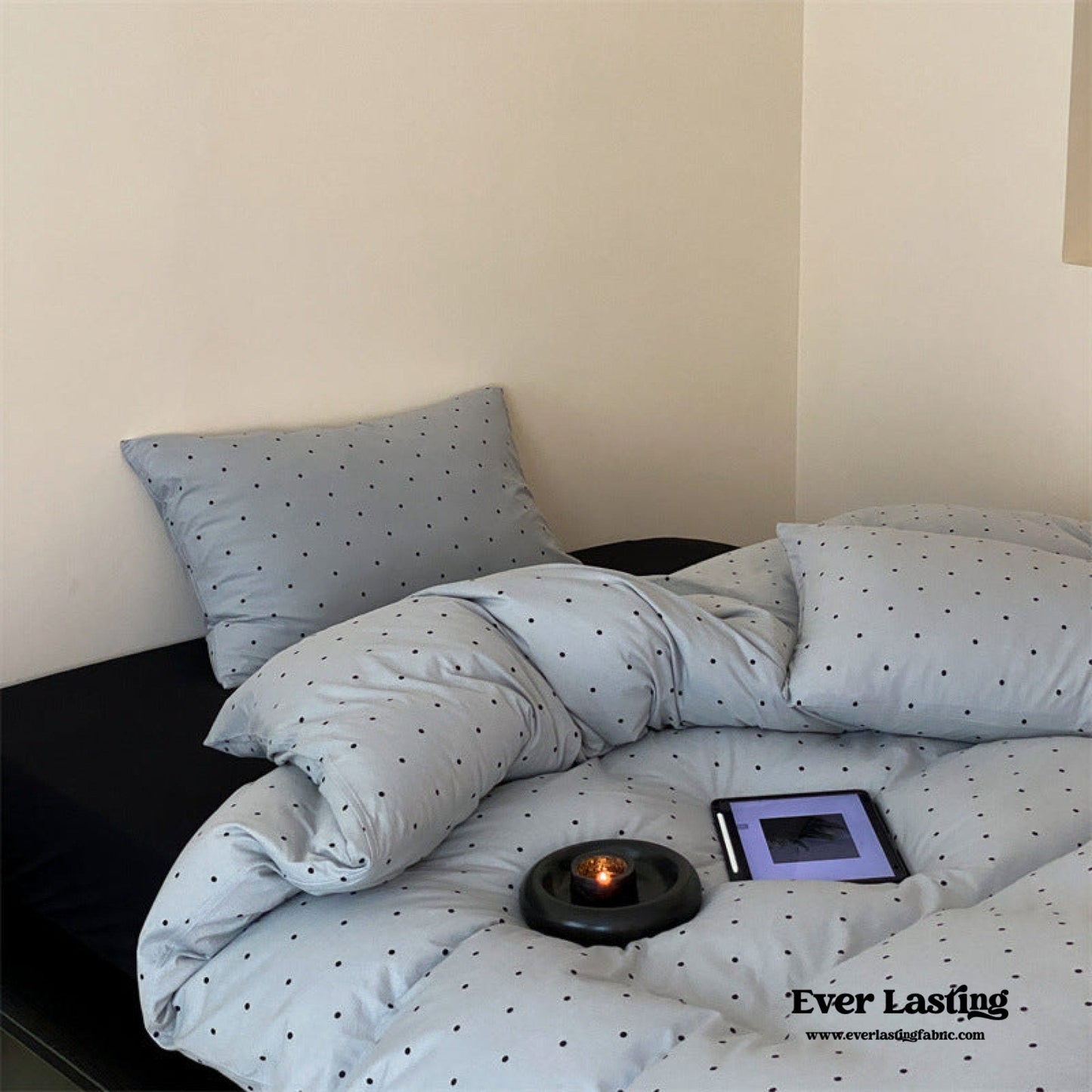 Mini Polka Dot Jersey Knit Bedding Set / White