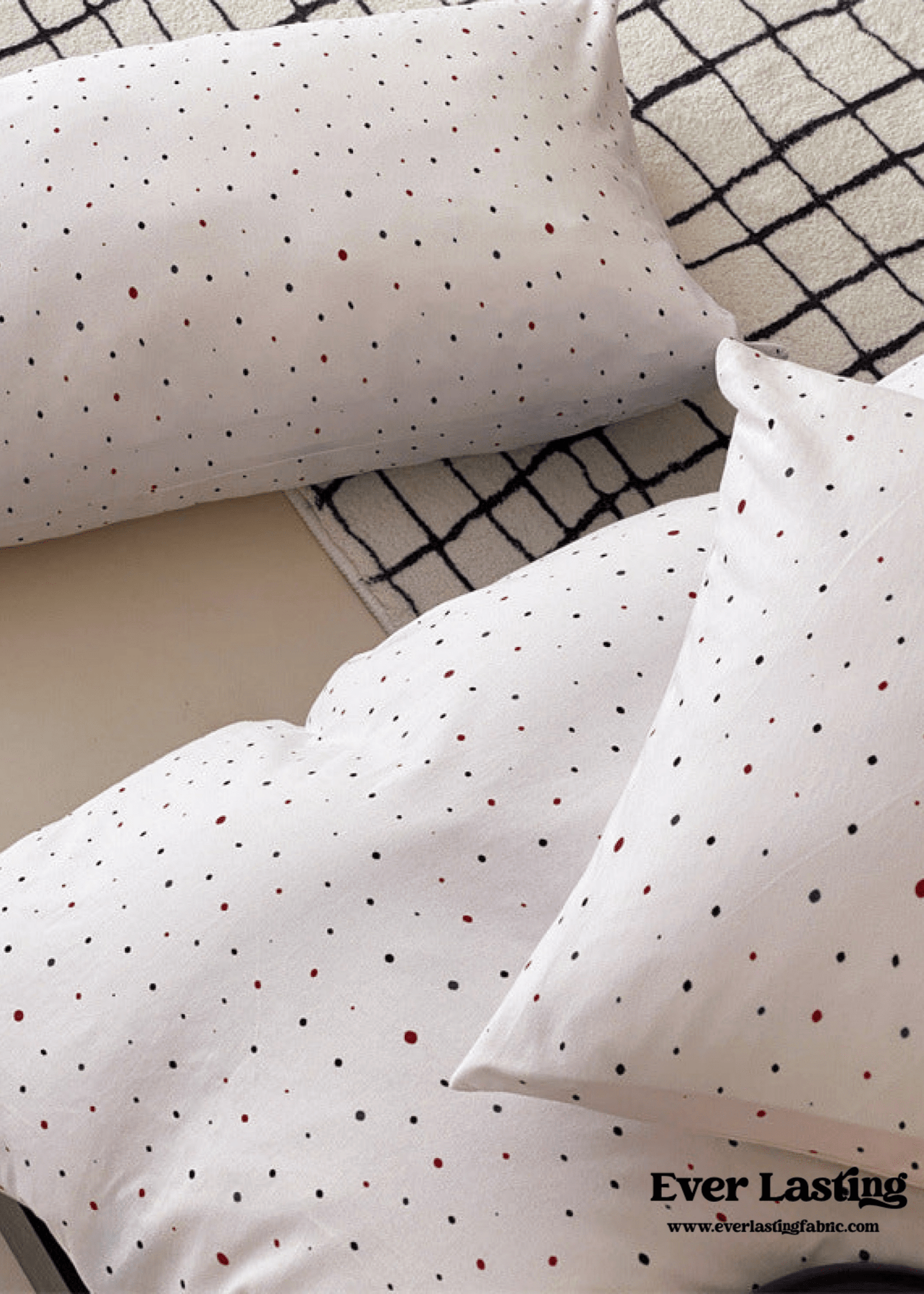 Mini Polka Dot Jersey Knit Bedding Set / White