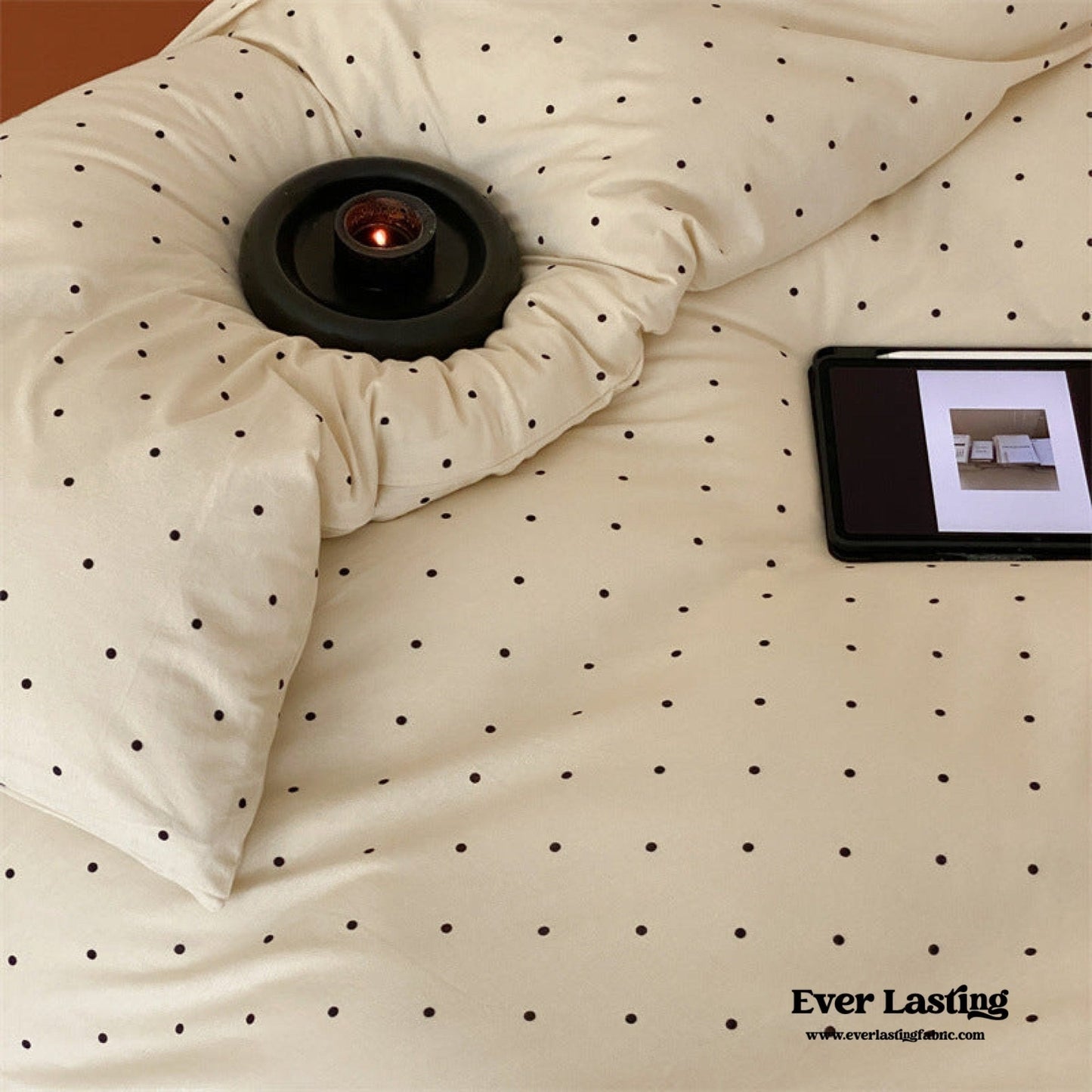 Mini Polka Dot Jersey Knit Bedding Set / White