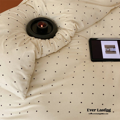Mini Polka Dot Jersey Knit Bedding Set / White