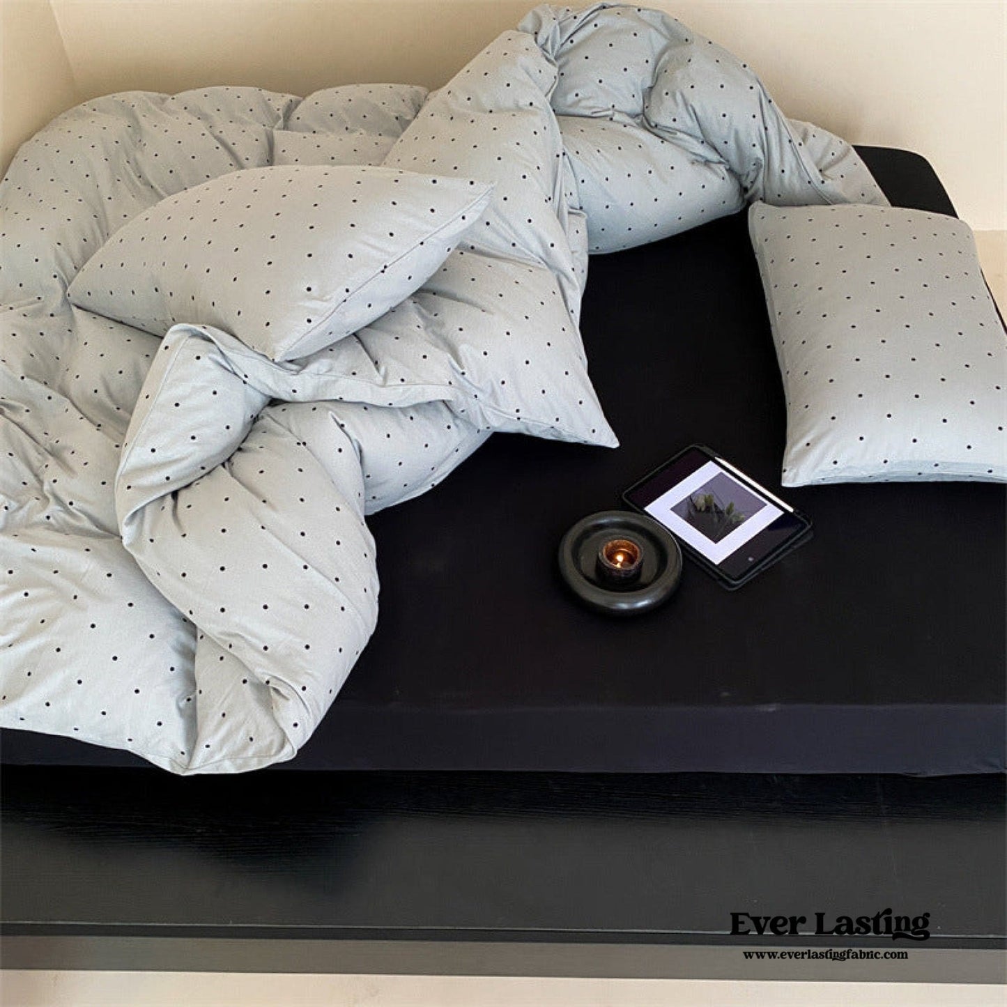 Mini Polka Dot Jersey Knit Bedding Set / White
