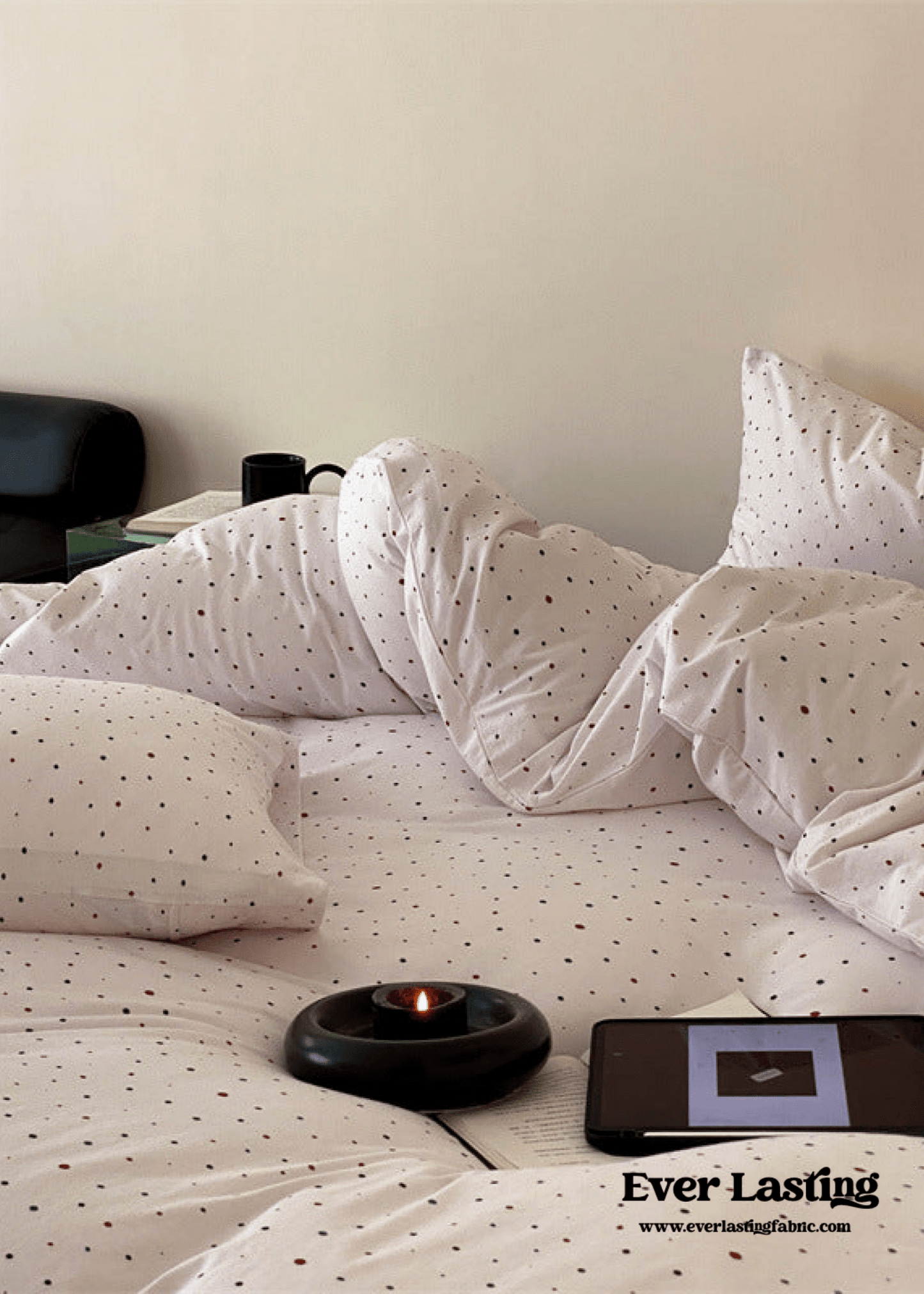 Mini Polka Dot Jersey Knit Bedding Set / White