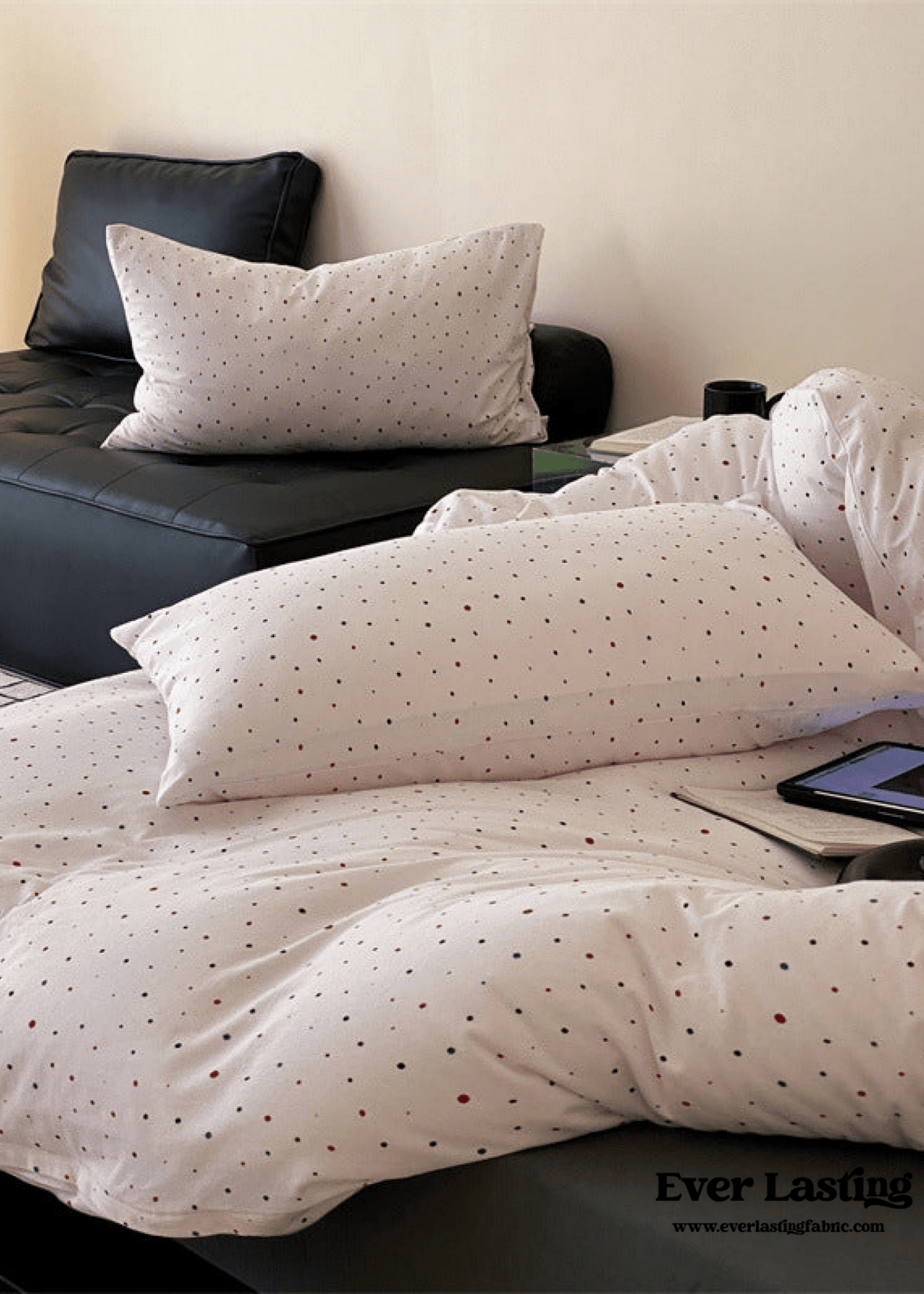 Mini Polka Dot Jersey Knit Bedding Set / White