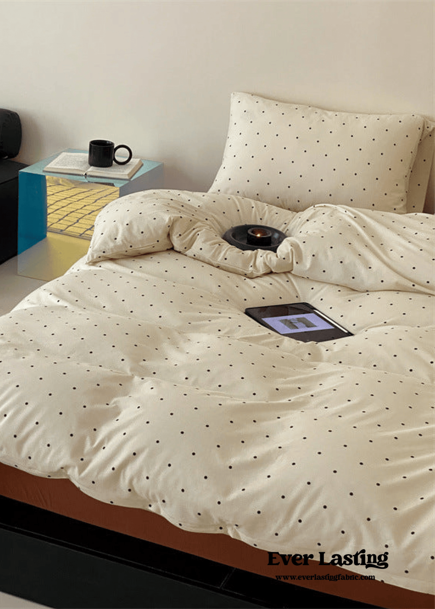 Mini Polka Dot Jersey Knit Bedding Set / White