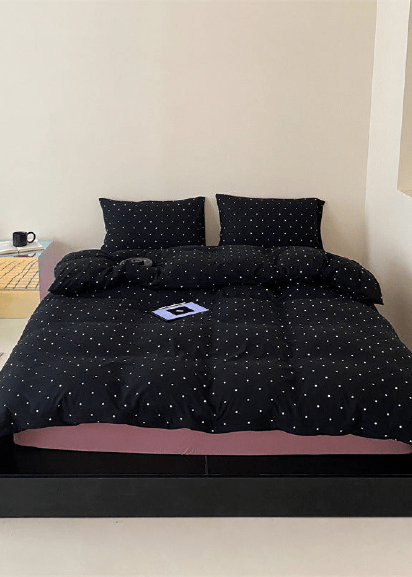 Mini Polka Dot Jersey Knit Bedding Set / White