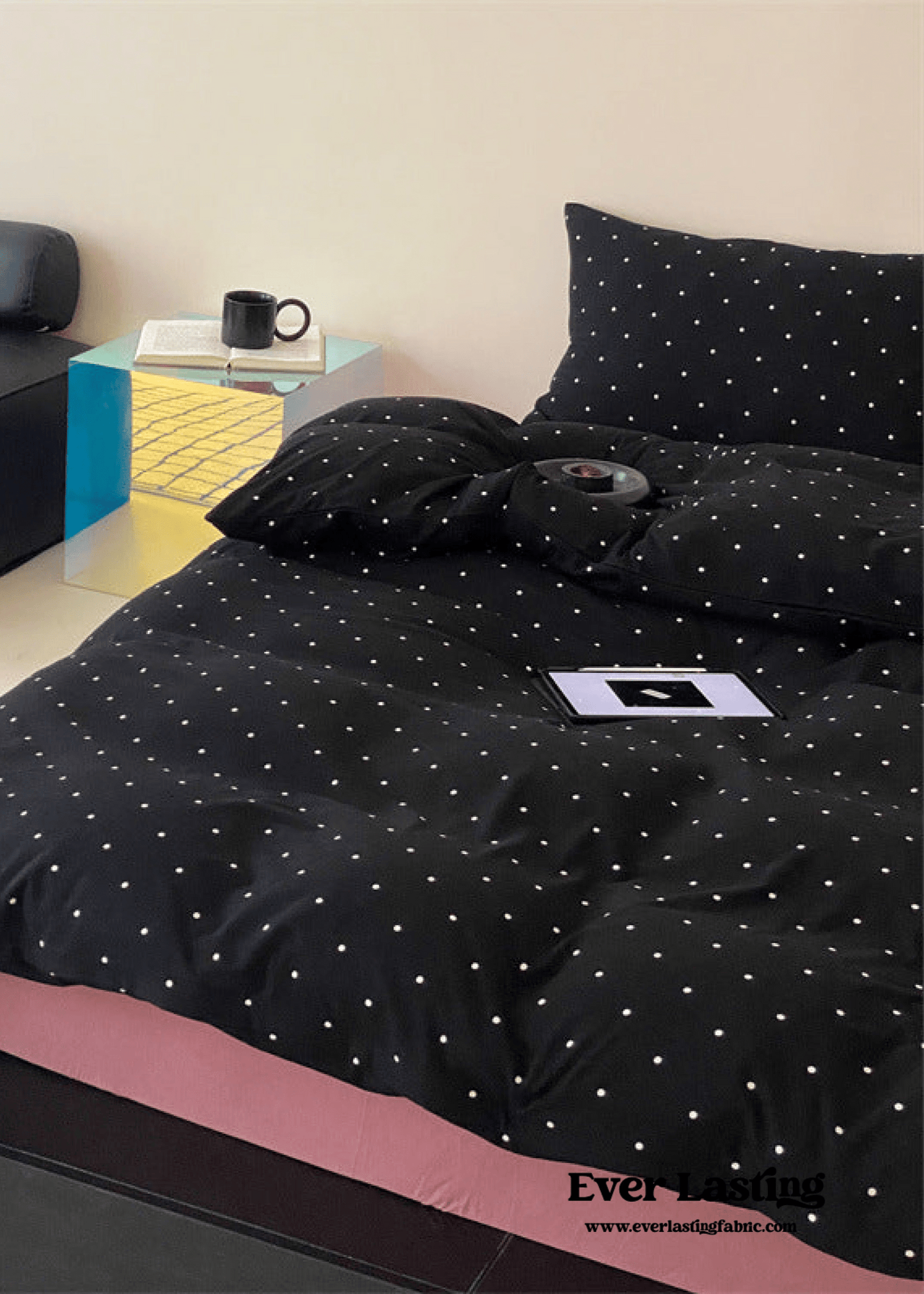 Mini Polka Dot Jersey Knit Bedding Set / White
