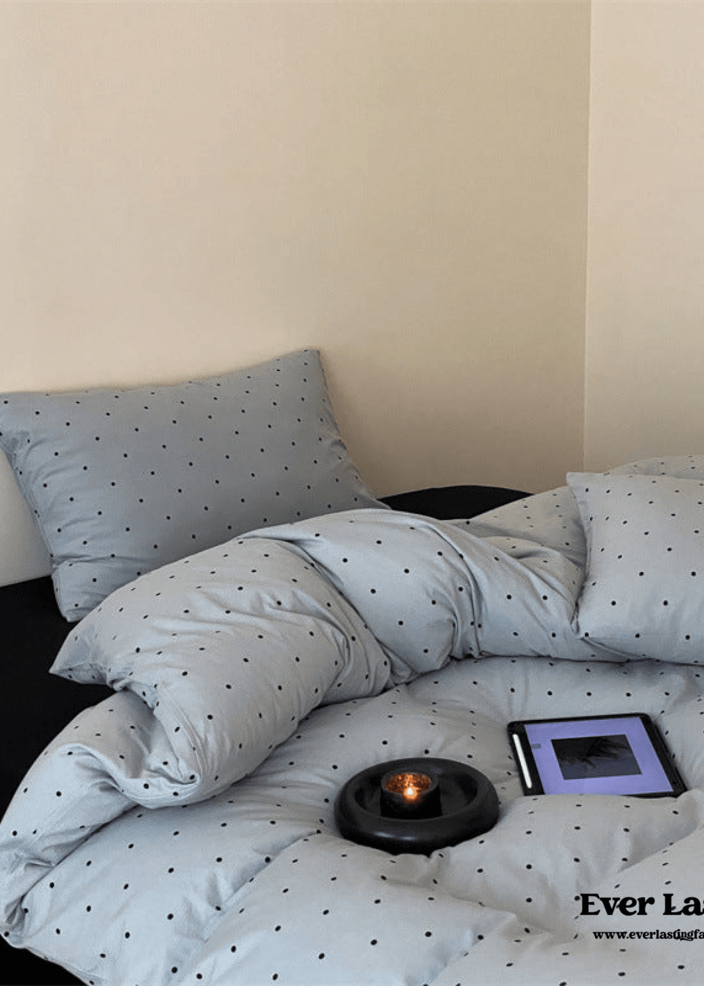 Mini Polka Dot Jersey Knit Bedding Set / White