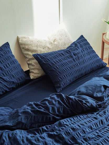 Minimal Bubble Textured Bedding Set / Beige