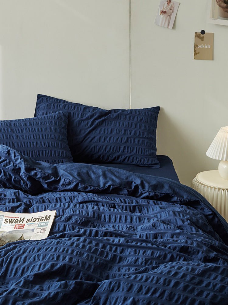 Minimal Bubble Textured Bedding Set / Beige