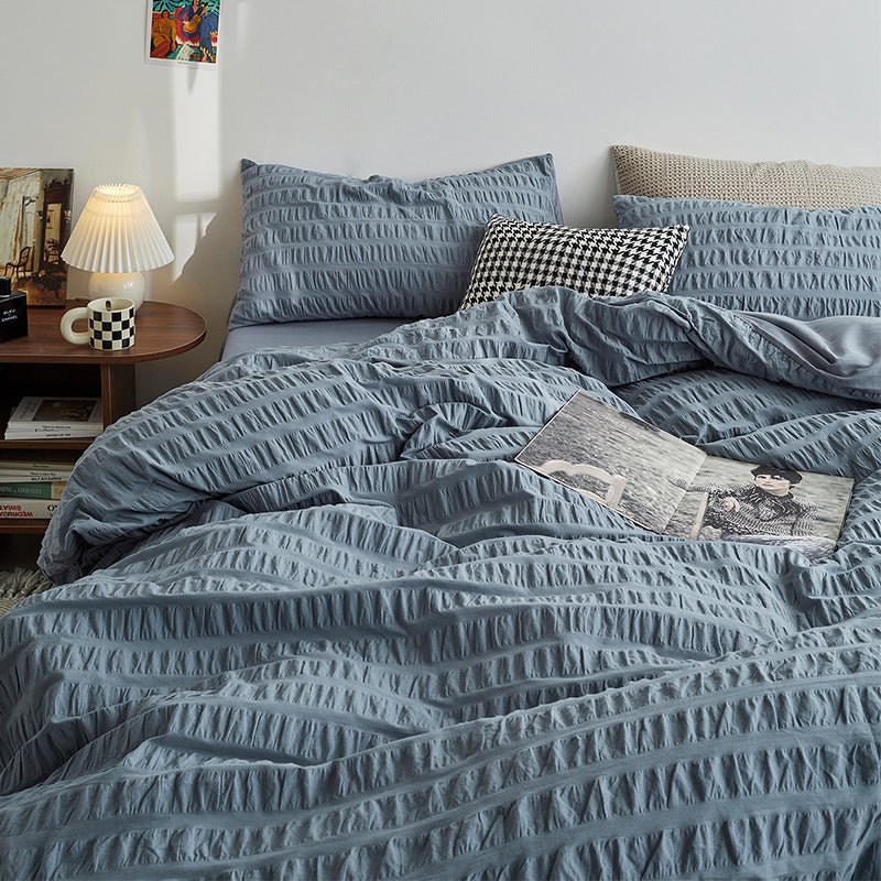 Minimal Bubble Textured Bedding Set / Beige