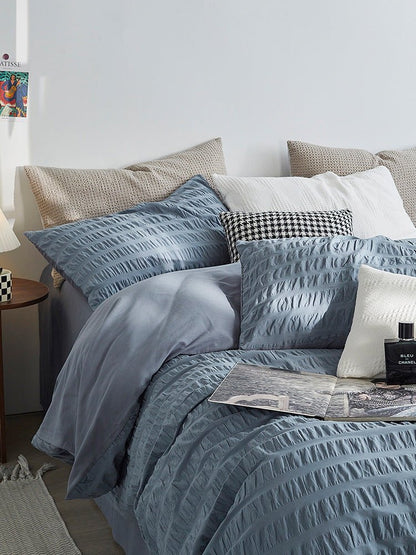 Minimal Bubble Textured Bedding Set / Beige