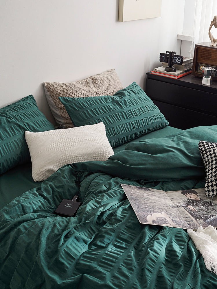 Minimal Bubble Textured Bedding Set / Beige
