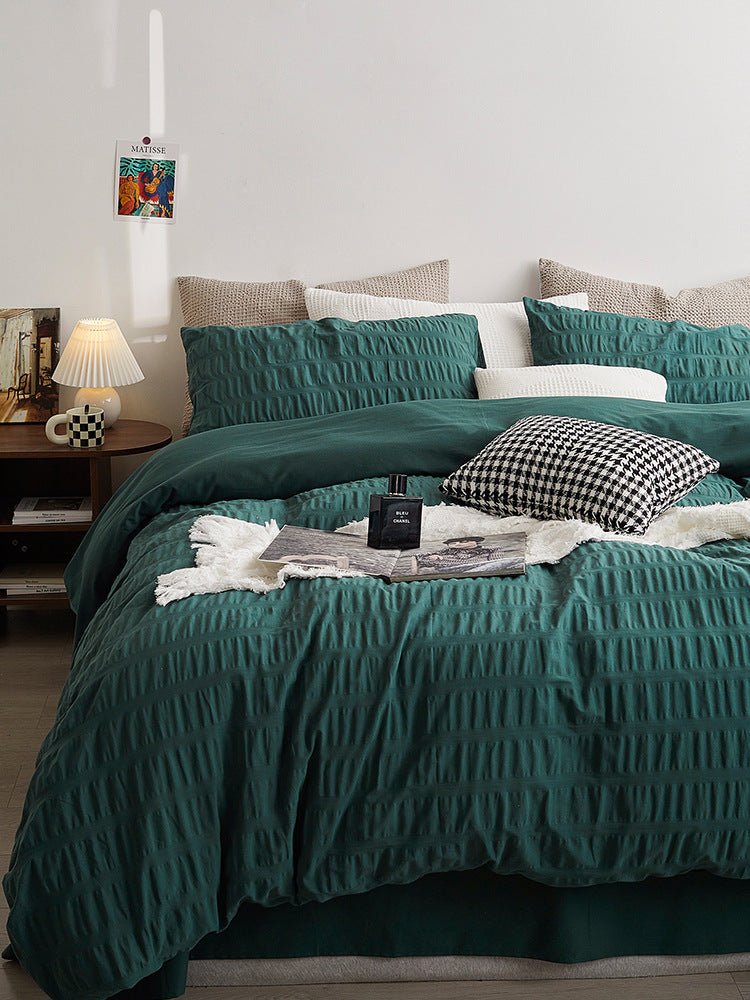 Minimal Bubble Textured Bedding Set / Beige