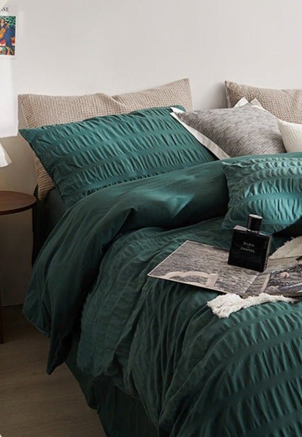Minimal Bubble Textured Bedding Set / Beige