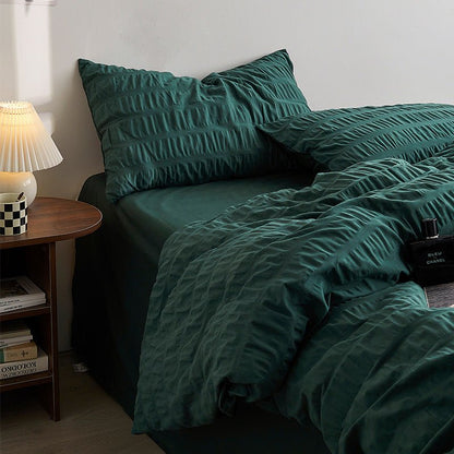 Minimal Bubble Textured Bedding Set / Beige