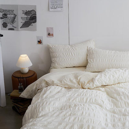 Minimal Bubble Textured Bedding Set / Beige