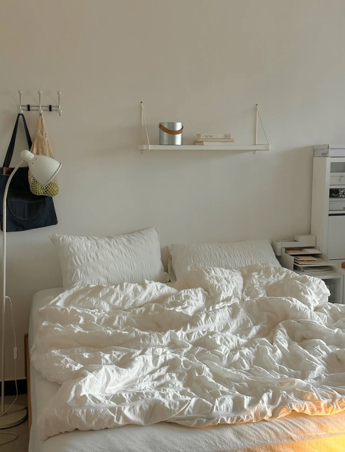 Minimal Bubble Textured Bedding Set / Beige