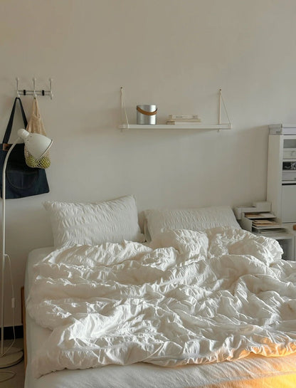 Minimal Bubble Textured Bedding Set / Beige