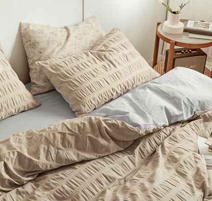Minimal Bubble Textured Bedding Set / Blue