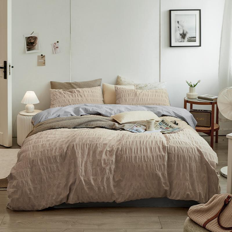 Minimal Bubble Textured Bedding Set / Blue