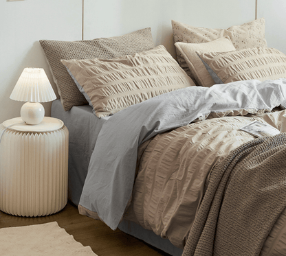 Minimal Bubble Textured Bedding Set / Blue