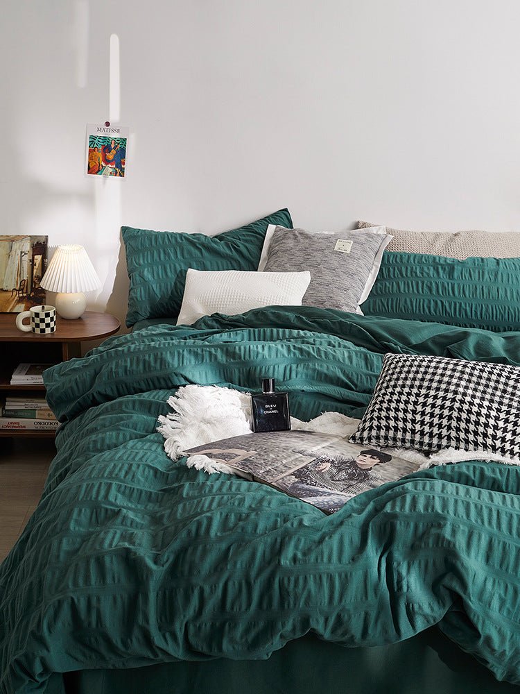 Minimal Bubble Textured Bedding Set / Blue