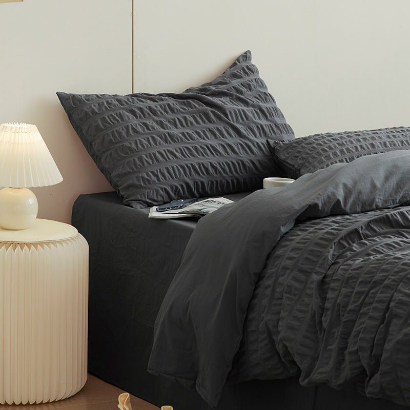 Minimal Bubble Textured Bedding Set / Blue