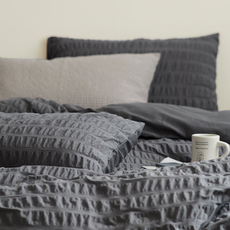 Minimal Bubble Textured Bedding Set / Blue