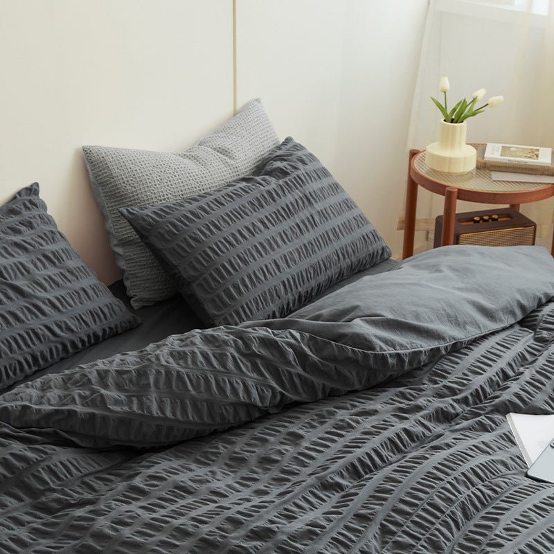 Minimal Bubble Textured Bedding Set / Blue