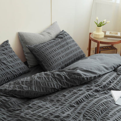 Minimal Bubble Textured Bedding Set / Blue