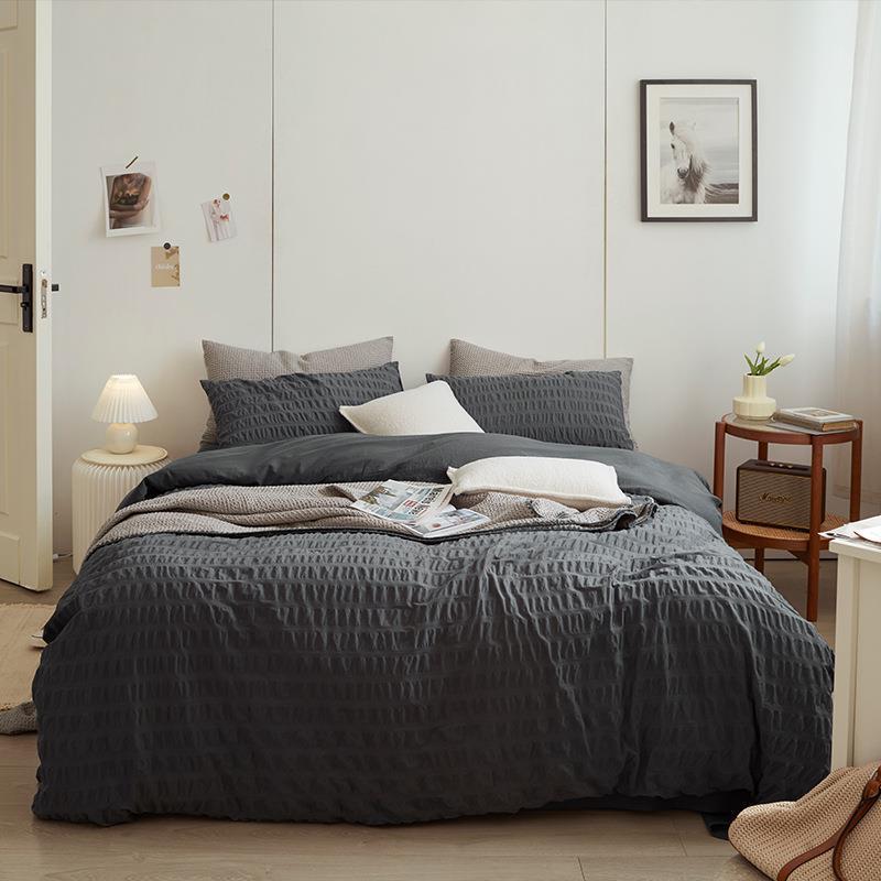 Minimal Bubble Textured Bedding Set / Blue