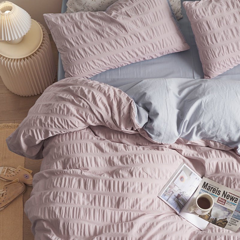 Minimal Bubble Textured Bedding Set / Blue