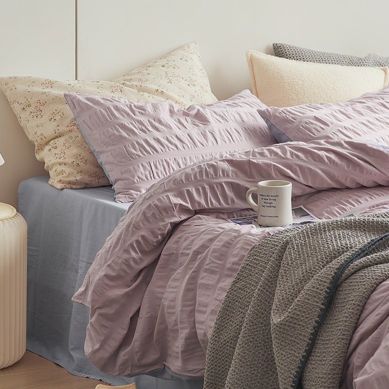 Minimal Bubble Textured Bedding Set / Blue