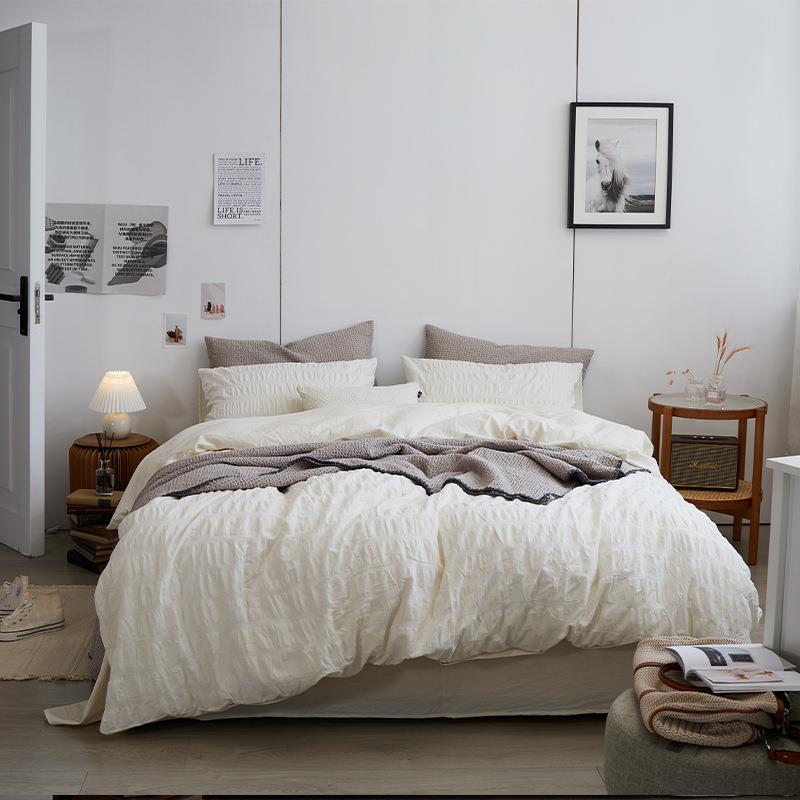 Minimal Bubble Textured Bedding Set / Blue