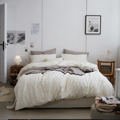Minimal Bubble Textured Bedding Set / Blue