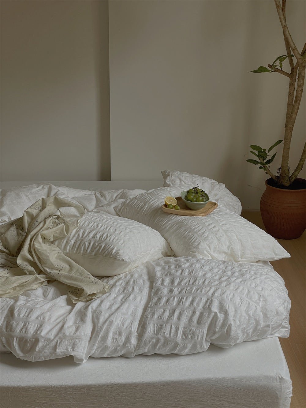 Minimal Bubble Textured Bedding Set / Blue