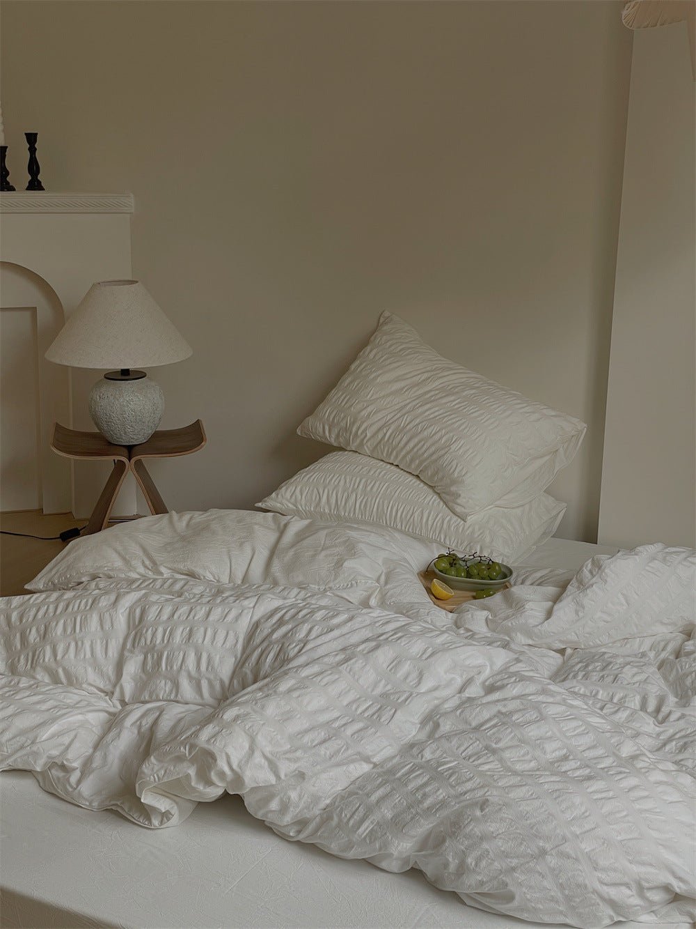 Minimal Bubble Textured Bedding Set / Blue