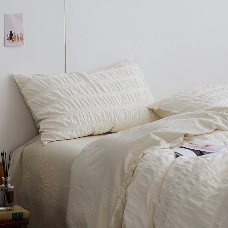 Minimal Bubble Textured Bedding Set / Blue