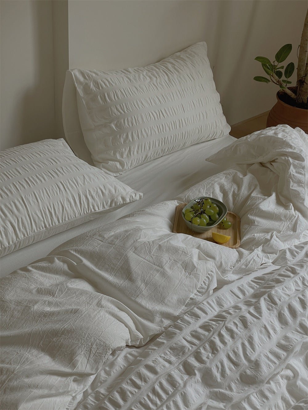 Minimal Bubble Textured Bedding Set / Blue
