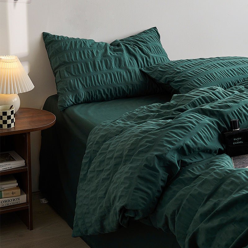 Minimal Bubble Textured Bedding Set / White