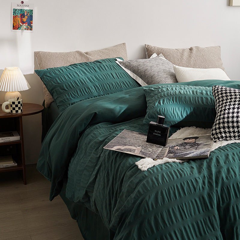 Minimal Bubble Textured Bedding Set / White